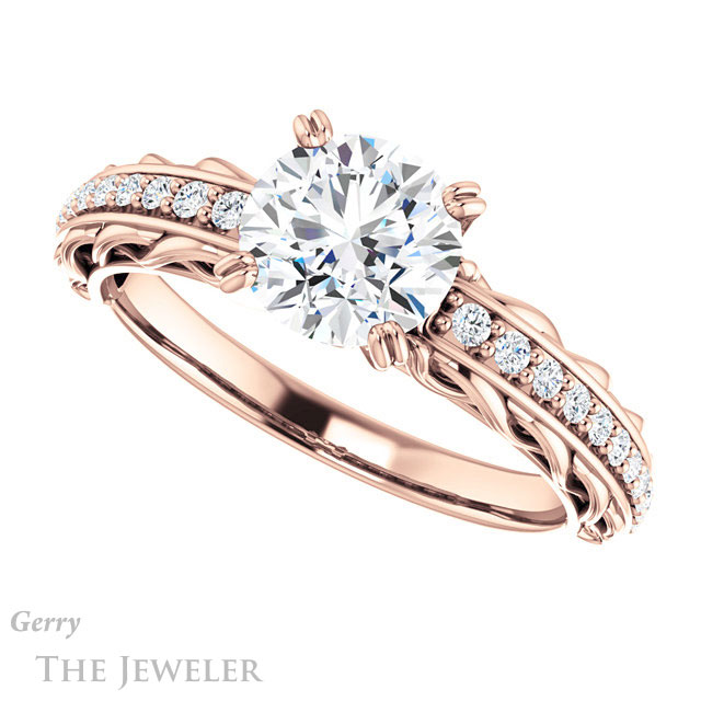 Round Cut Forever One Moissanite Engagement Ring #GTJ930-round-fo-r 5 Round Cut Forever One Moissanite Engagement Ring #GTJ930-round-fo-r