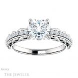 Round Cut Forever One Moissanite Engagement Ring #GTJ930-round-fo-w