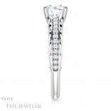 Round Cut Forever One Moissanite Engagement Ring #GTJ930-round-fo-w