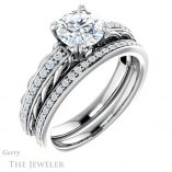Round Cut Forever One Moissanite Engagement Ring #GTJ930-round-fo-w