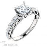 Princess Cut Forever One Moissanite Engagement Ring #GTJ930-square-fo-w 4 Princess Cut Forever One Moissanite Engagement Ring #GTJ930-square-fo-w