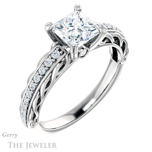 Princess Cut Forever One Moissanite Engagement Ring #GTJ930-square-fo-w 4 Princess Cut Forever One Moissanite Engagement Ring #GTJ930-square-fo-w