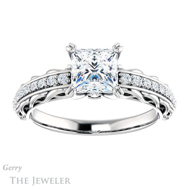 Princess Cut Forever One Moissanite Engagement Ring #GTJ930-square-fo-w