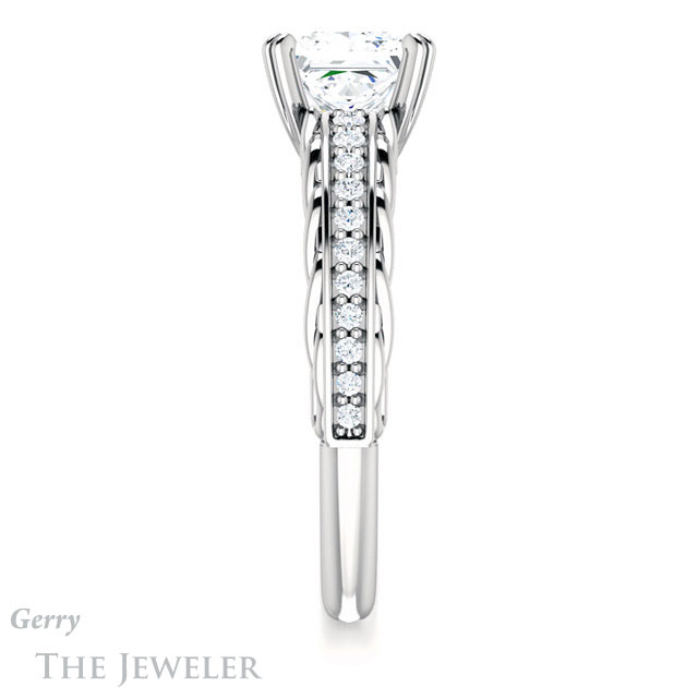 Princess Cut Forever One Moissanite Engagement Ring #GTJ930-square-fo-w 3 Princess Cut Forever One Moissanite Engagement Ring #GTJ930-square-fo-w