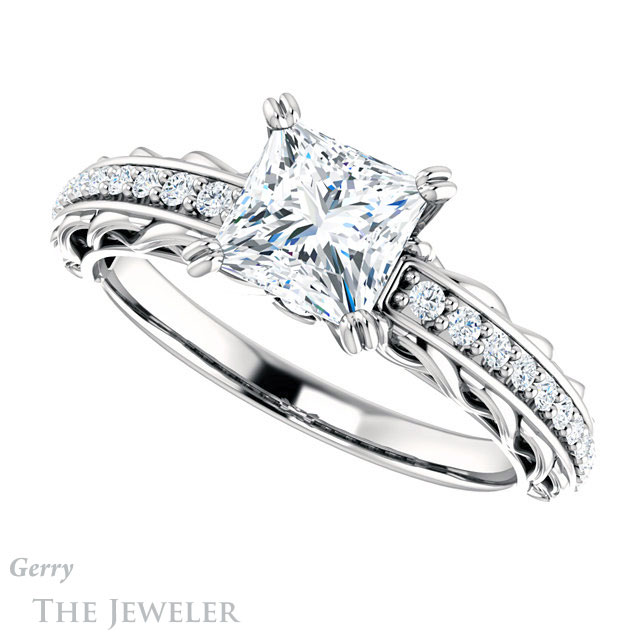 Princess Cut Forever One Moissanite Engagement Ring #GTJ930-square-fo-w 5 Princess Cut Forever One Moissanite Engagement Ring #GTJ930-square-fo-w