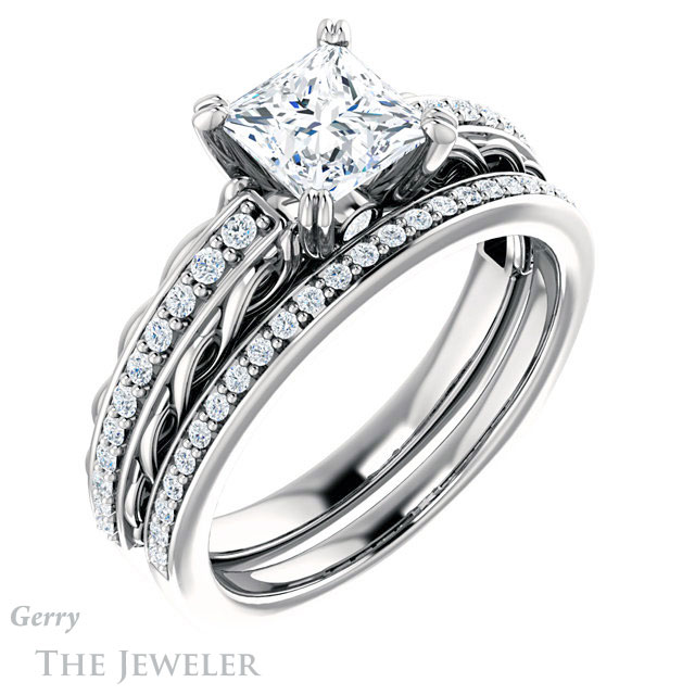 Princess Cut Forever One Moissanite Engagement Ring #GTJ930-square-fo-w 6 Princess Cut Forever One Moissanite Engagement Ring #GTJ930-square-fo-w