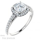 Cushion Cut Forever One Moissanite Engagement Ring #GTJ932-cushion-fo-w 4 Cushion Cut Forever One Moissanite Engagement Ring #GTJ932-cushion-fo-w