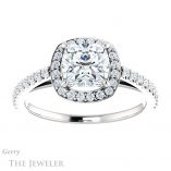 Cushion Cut Forever One Moissanite Engagement Ring #GTJ932-cushion-fo-w 1 Cushion Cut Forever One Moissanite Engagement Ring #GTJ932-cushion-fo-w