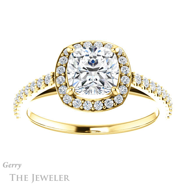 Cushion Cut Forever One Moissanite Engagement Ring #GTJ932-cushion-fo-y