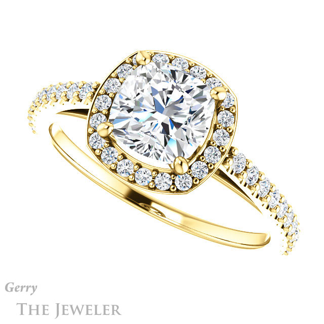 Cushion Cut Forever One Moissanite Engagement Ring #GTJ932-cushion-fo-y