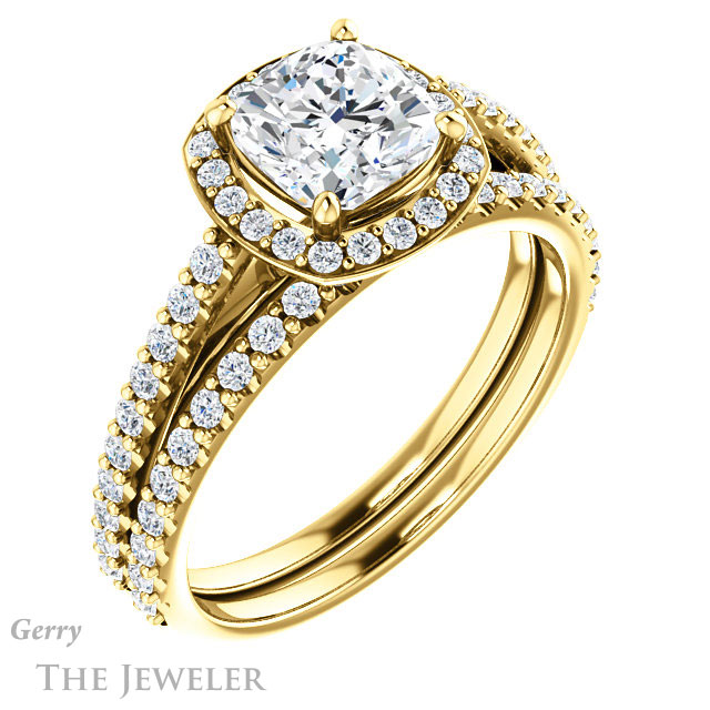 Cushion Cut Forever One Moissanite Engagement Ring #GTJ932-cushion-fo-y