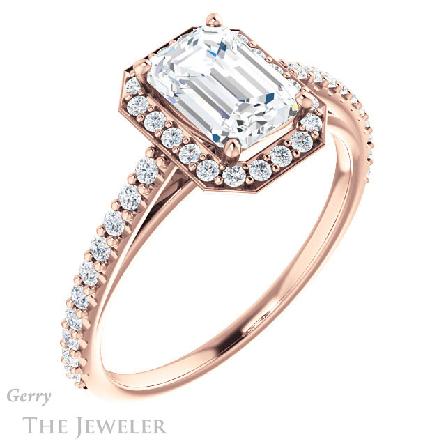 Emerald Cut Forever Brilliant Moissanite Engagement Ring #GTJ932-emerald-fb-r