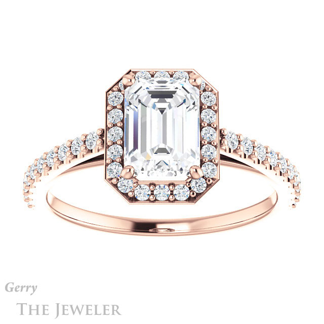 Emerald Cut Forever Brilliant Moissanite Engagement Ring #GTJ932-emerald-fb-r