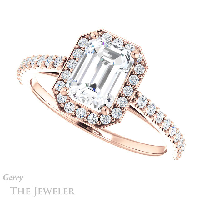 Emerald Cut Forever Brilliant Moissanite Engagement Ring #GTJ932-emerald-fb-r