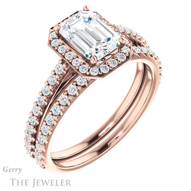 Emerald Cut Forever Brilliant Moissanite Engagement Ring #GTJ932-emerald-fb-r