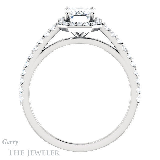 Emerald Cut Forever Brilliant Moissanite Engagement Ring #GTJ932-emerald-fb-w