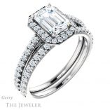 Emerald Cut Forever Brilliant Moissanite Engagement Ring #GTJ932-emerald-fb-w