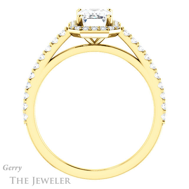 Emerald Cut Forever One Moissanite Engagement Ring #GTJ932-emerald-fb-y 2 Emerald Cut Forever Brilliant Moissanite Engagement Ring #GTJ932-emerald-fb-y