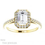 Emerald Cut Forever One Moissanite Engagement Ring #GTJ932-emerald-fb-y 1 Emerald Cut Forever Brilliant Moissanite Engagement Ring #GTJ932-emerald-fb-y