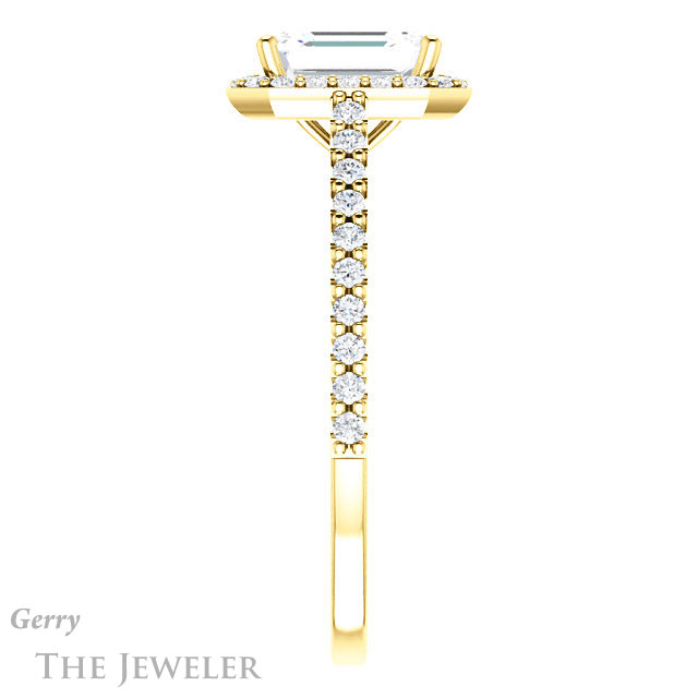 Emerald Cut Forever One Moissanite Engagement Ring #GTJ932-emerald-fb-y 3 Emerald Cut Forever Brilliant Moissanite Engagement Ring #GTJ932-emerald-fb-y