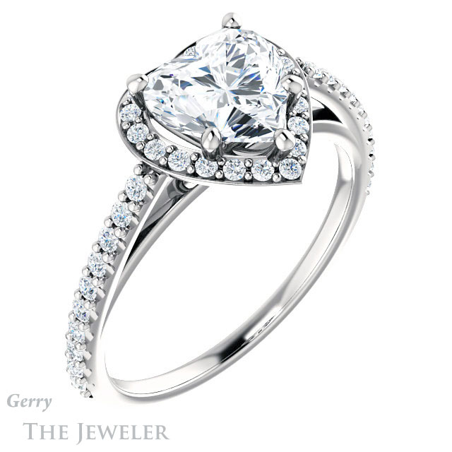 Heart Shaped Forever Brilliant Moissanite Engagement Ring #GTJ932-heart-fb-w