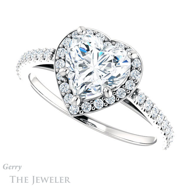 Heart Shaped Forever Brilliant Moissanite Engagement Ring #GTJ932-heart-fb-w