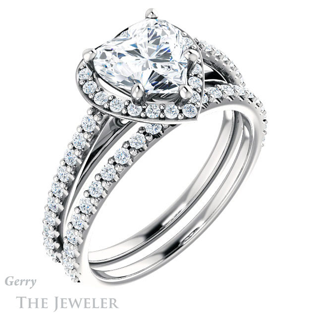 Heart Shaped Forever Brilliant Moissanite Engagement Ring #GTJ932-heart-fb-w