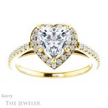 Heart Shaped Forever One Moissanite Engagement Ring #GTJ932-heart-fb-y 1 Heart Shaped Forever Brilliant Moissanite Engagement Ring #GTJ932-heart-fb-y