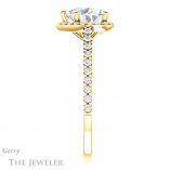 Heart Shaped Forever One Moissanite Engagement Ring #GTJ932-heart-fb-y 3 Heart Shaped Forever Brilliant Moissanite Engagement Ring #GTJ932-heart-fb-y