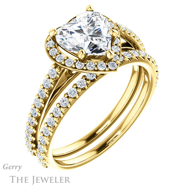 Heart Shaped Forever One Moissanite Engagement Ring #GTJ932-heart-fb-y 6 Heart Shaped Forever Brilliant Moissanite Engagement Ring #GTJ932-heart-fb-y
