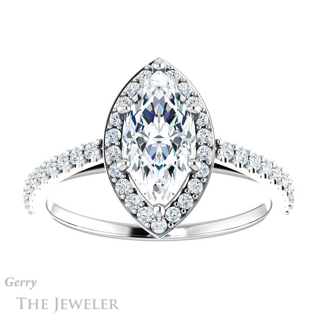 Marquise Cut Forever One Moissanite Engagement Ring #GTJ932-marquise-fb-w 1 Marquise Cut Forever Brilliant Moissanite Engagement Ring #GTJ932-marquise-fb-w