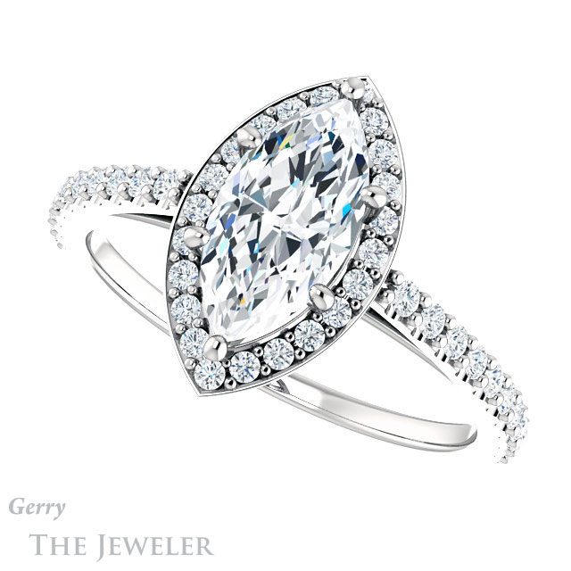 Marquise Cut Forever One Moissanite Engagement Ring #GTJ932-marquise-fb-w 5 Marquise Cut Forever Brilliant Moissanite Engagement Ring #GTJ932-marquise-fb-w