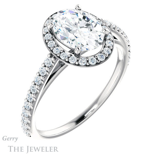 Oval Shaped Forever One Moissanite Engagement Ring #GTJ932-oval-fo-w
