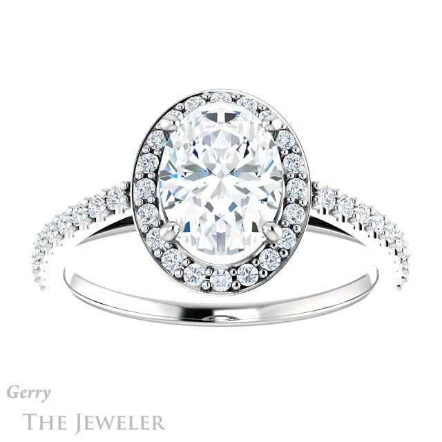 Oval Shaped Forever One Moissanite Engagement Ring #GTJ932-oval-fo-w