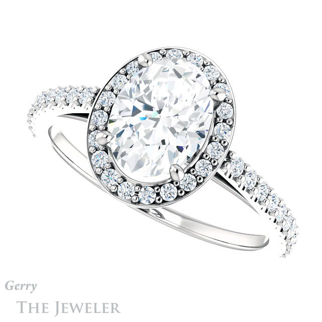 Oval Shaped Forever One Moissanite Engagement Ring #GTJ932-oval-fo-w