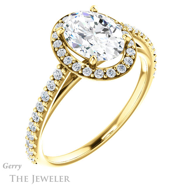 Oval Shaped Forever One Moissanite Engagement Ring #GTJ932-oval-fo-y