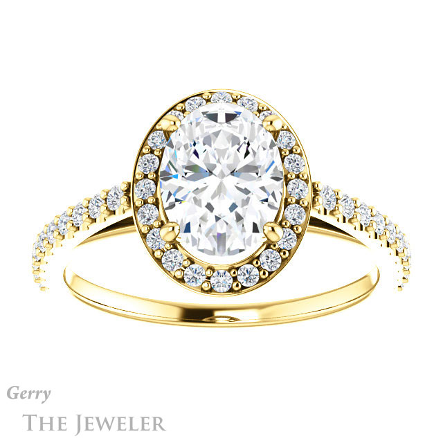Oval Shaped Forever One Moissanite Engagement Ring #GTJ932-oval-fo-y