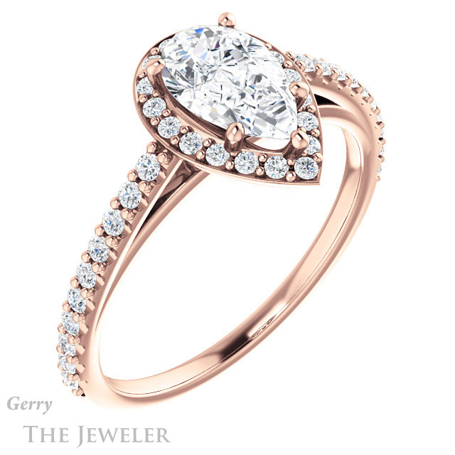Pear Shaped Forever Brilliant Moissanite Engagement Ring #GTJ932-pear-fb-r
