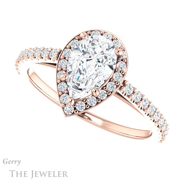 Pear Shaped Forever Brilliant Moissanite Engagement Ring #GTJ932-pear-fb-r
