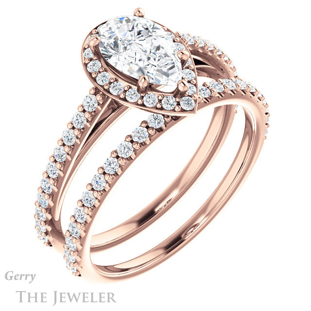 Pear Shaped Forever Brilliant Moissanite Engagement Ring #GTJ932-pear-fb-r