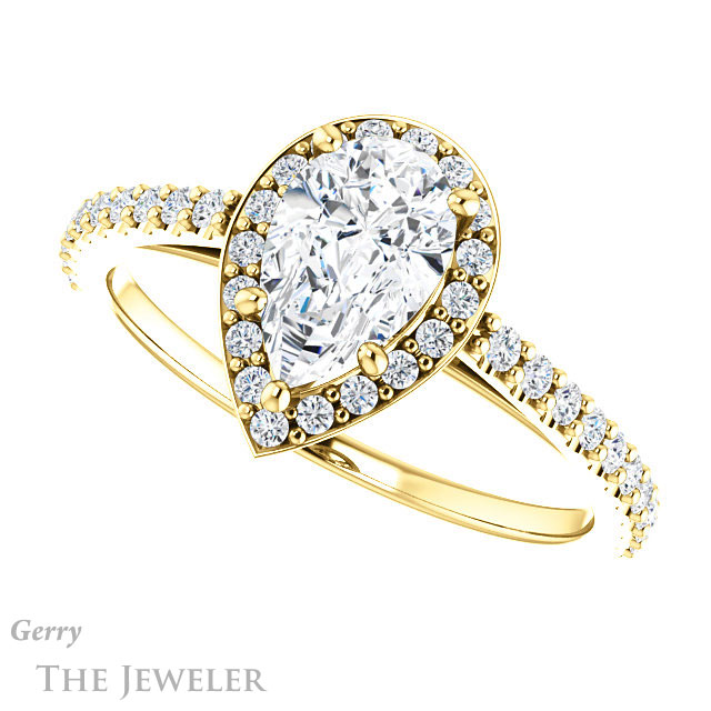 Pear Shaped Forever Brilliant Moissanite Engagement Ring #GTJ932-pear-fb-y