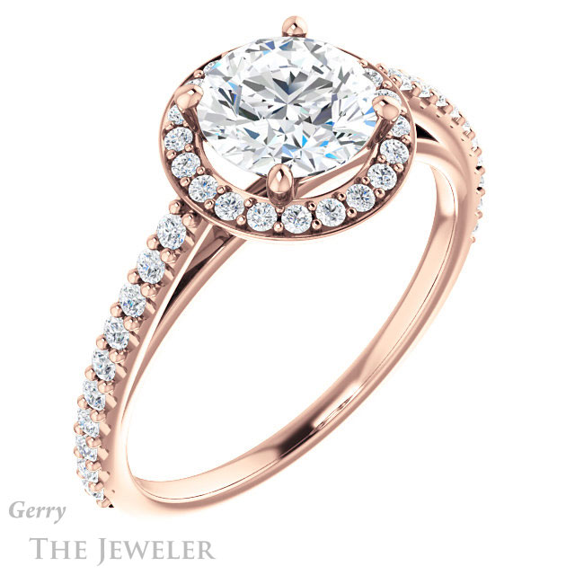 Round Cut Forever One Moissanite Engagement Ring #GTJ932-round-fo-r