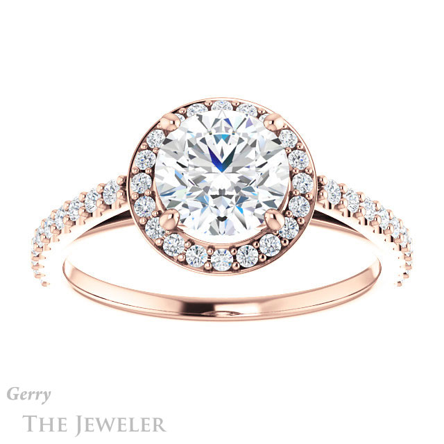 Round Cut Forever One Moissanite Engagement Ring #GTJ932-round-fo-r