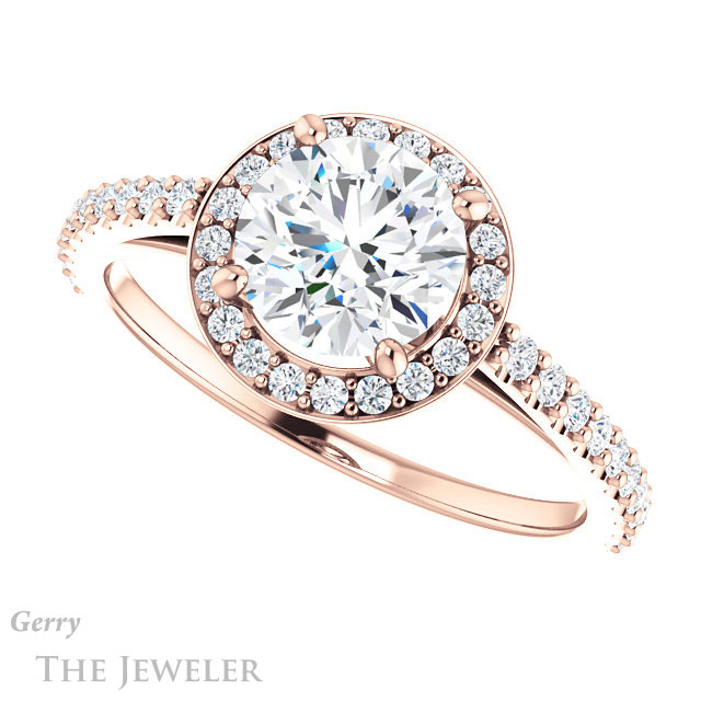 Round Cut Forever One Moissanite Engagement Ring #GTJ932-round-fo-r