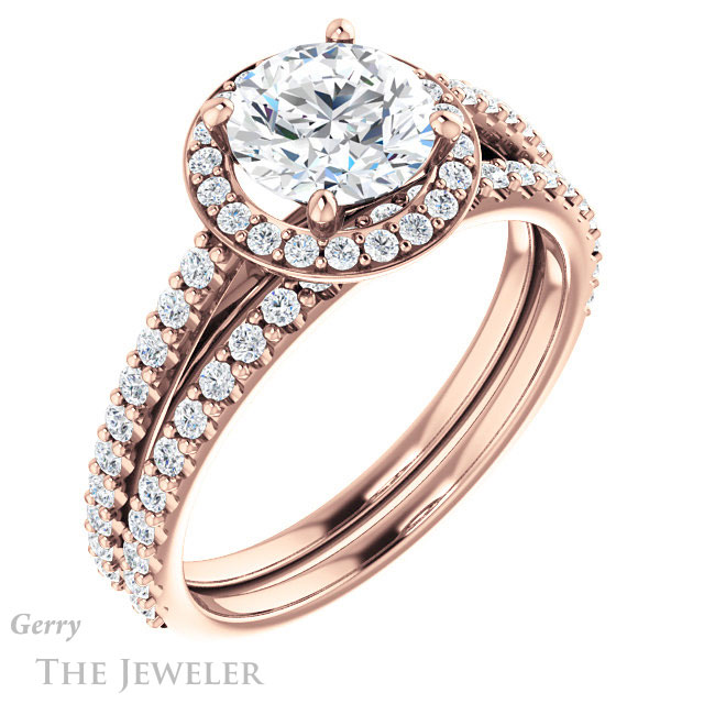 Round Cut Forever One Moissanite Engagement Ring #GTJ932-round-fo-r