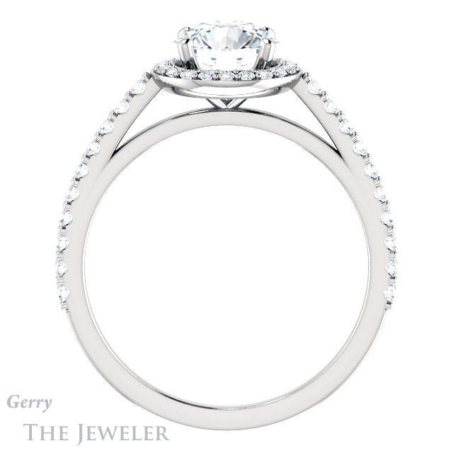 Round Cut Forever One Moissanite Engagement Ring #GTJ932-round-fo-w 2 Round Cut Forever One Moissanite Engagement Ring #GTJ932-round-fo-w