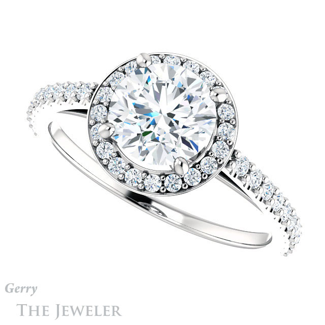 Round Cut Forever One Moissanite Engagement Ring #GTJ932-round-fo-w 5 Round Cut Forever One Moissanite Engagement Ring #GTJ932-round-fo-w