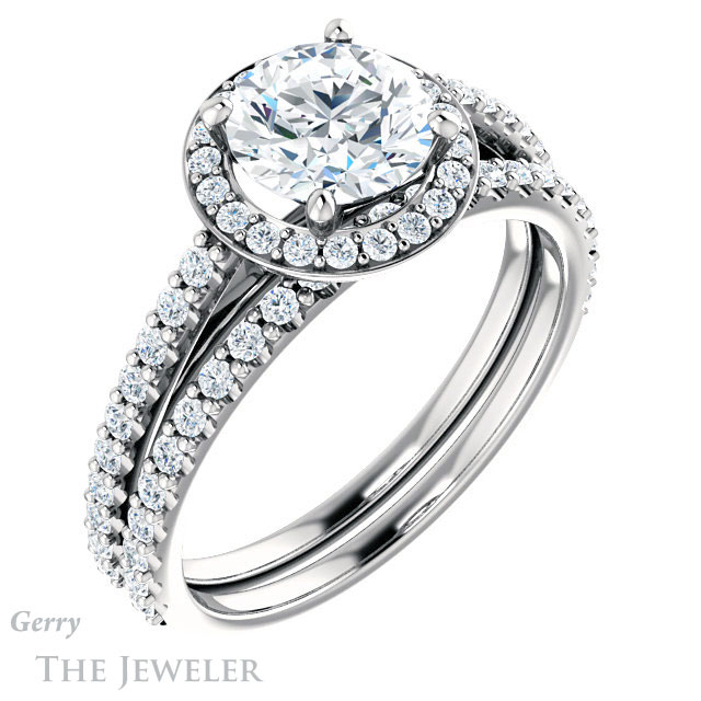 Round Cut Forever One Moissanite Engagement Ring #GTJ932-round-fo-w 6 Round Cut Forever One Moissanite Engagement Ring #GTJ932-round-fo-w