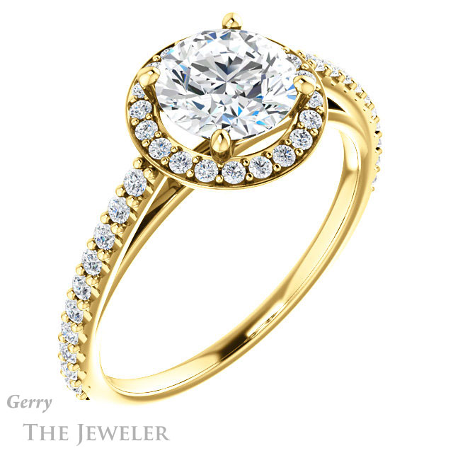 Round Cut Forever One Moissanite Engagement Ring #GTJ932-round-fo-y 4 Round Cut Forever One Moissanite Engagement Ring #GTJ932-round-fo-y
