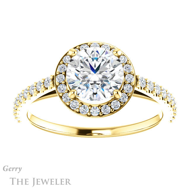 Round Cut Forever One Moissanite Engagement Ring #GTJ932-round-fo-y 1 Round Cut Forever One Moissanite Engagement Ring #GTJ932-round-fo-y